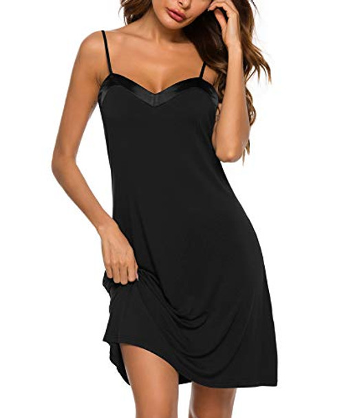 J_J_ Womens Nightgown Short Sleeve Sleepwear Scoop Neck Sleep Shirt Nightshirt Black J_J_ Womens Nightgown Short Sleeve Sleepwear Scoop Neck Sleep Shirt Nightshirt Black