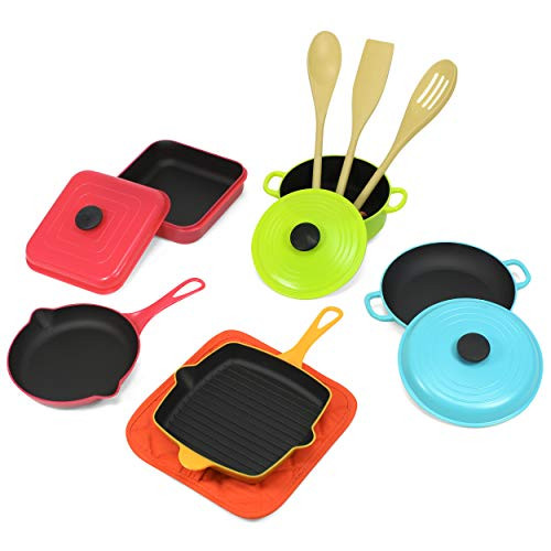 Kidzlane Kids Kitchen Cooking Set  Mini Modern Kitchen Accessories  12 Piece Pretend Play Pots and Pans Toy Set for Kids and Toddlers