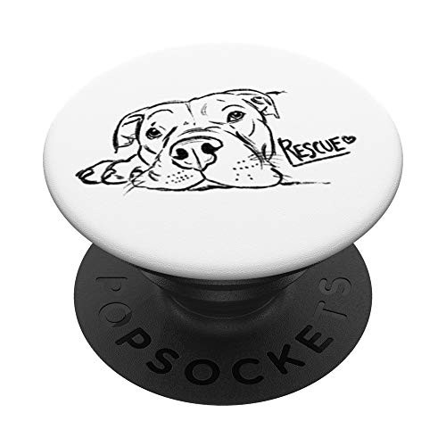 Rescue Dog Sketch Pit Bull Drawing Adopt Dont Shop PopSockets PopGrip Swappable Grip for Phones   Tablets