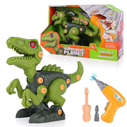 SHANNA Dinosaur Toys for Kids 3-5 Take Apart Dinosaurs Toy for Boys Girls with Electric Drill for Educating STEM Learning Toys for 3 Year Old Boys Girl and Above - Green Velociraptor SHANNA Dinosaur Toys for Kids 3-5 Take Apart Dinosaurs Toy for Boys Girls with Electric Drill for Educating STEM Learning Toys for 3 Year Old Boys Girl and Above - Green Velociraptor