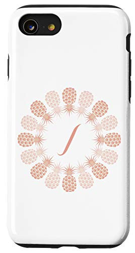 iPhone SE 2020  7  8 Letter J Rosegold Pineapple J Monogram on White Case