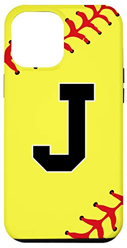 iPhone 12 Pro Max Softball Letter J Initial Gift Ball Player Gift for Girls Case