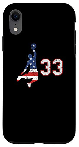 iPhone XR Basketball number 33 with American USA flag player on black Case