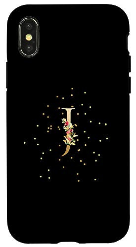iPhone XXS Modern Monogram Initial Letter J Floral Pattern Design Case