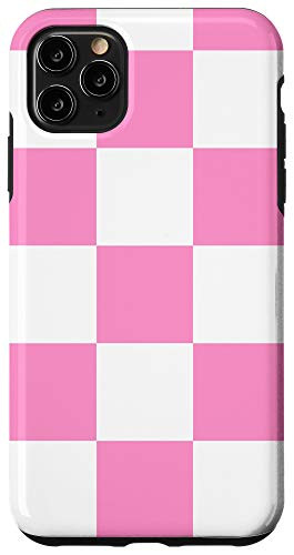 iPhone 11 Pro Max Checkered Pattern In Pink   White Square Box Aesthetic Art Case
