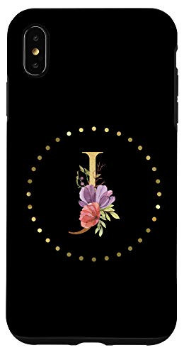 iPhone XS Max Modern Monogram Initial Letter J Floral Flower Pattern Case