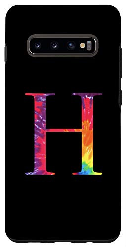 Galaxy S10 Tie Dye Pattern Monogram Letter H Name Initial Case