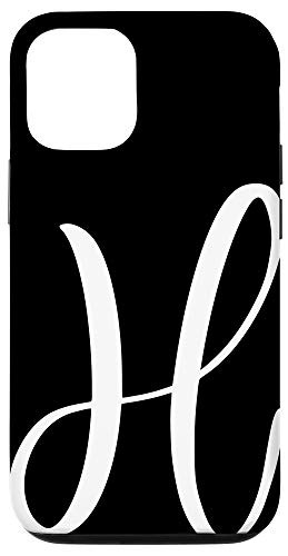 iPhone 1212 Pro Black   White Personalized Phone Cases with Letter HInitial Case
