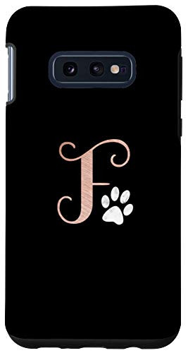 Galaxy S10e Letter F rose pink white cat dog paw monogram initial A Case