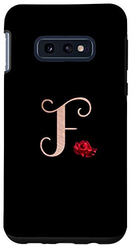 Galaxy S10e Letter F rose pink monogram phone case initial F black Case