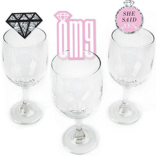 OMG, You're Getting Married! - Shaped Engagement Party Wine Glass Markers - Set of 24