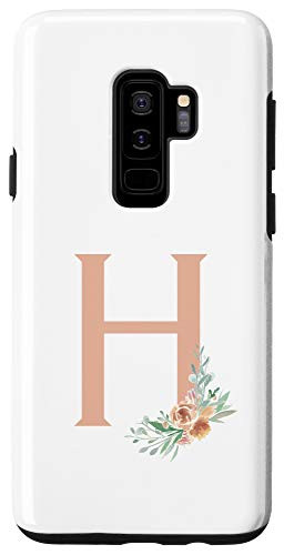 Galaxy S9 Minimal Rose Floral Monogram Letter H Cute Flowers Case