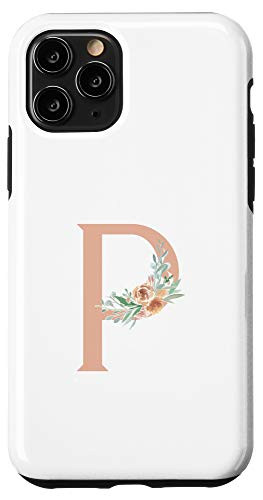 iPhone 11 Pro Minimal Rose Floral Monogram Letter P Cute Flowers Case