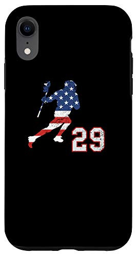 iPhone XR Lacrosse number 29 player with American USA flag phone case Case