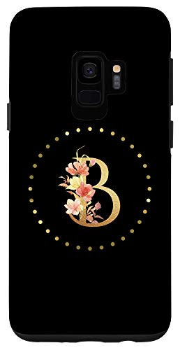 Galaxy S9 Modern Monogram Initial Letter B Floral Flower Pattern Case