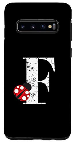 Galaxy S10 Ladybug Monogram Name Initial Letter F Case