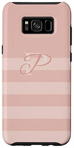 Galaxy S8 Rose Pink Stripes Letter P Initial Monogram Case