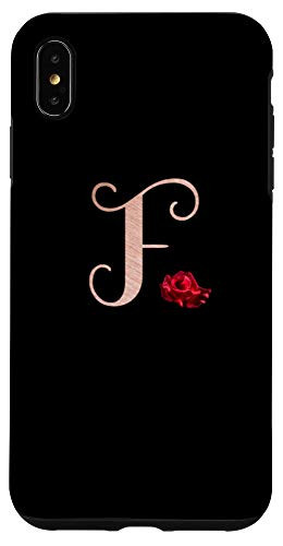 iPhone XS Max Letter F rose pink monogram phone case initial F black Case