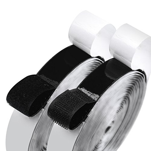 1" Width Self Adhesive Hook and Loop Sticky Back Tape Fastener 16 feet (Black)