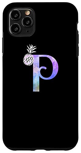 iPhone 11 Pro Max Letter P watercolor pineapple monogram initial P Case