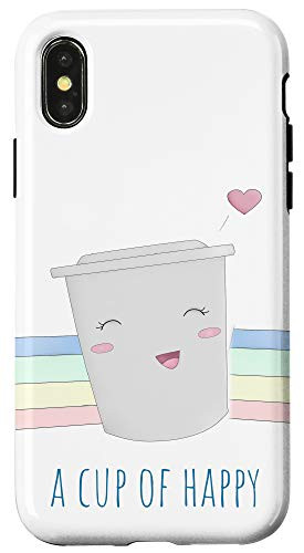 iPhone XXS Cute Coffee Kawaii Cup Happy Rainbow Lover funny gift Case