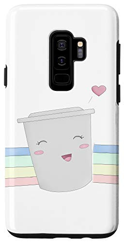Galaxy S9 Cute Kawaii Love Coffee Cup Heart lover gift Rainbow Case