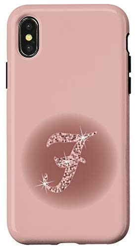 iPhone XXS Initial F Script Letter Rose Pink and Mauve Case