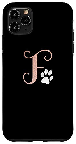 iPhone 11 Pro Max Letter F rose pink white cat dog paw monogram initial A Case