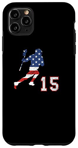 iPhone 11 Pro Max Lacrosse number 15 player with American USA flag phone case Case