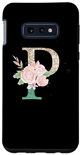 Galaxy S10e Modern Monogram Initial Letter P Peony Floral Pattern Design Case