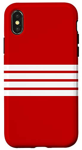 iPhone XXS White Stripes on Red Classic 80s Retro Style Case