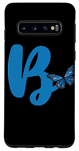 Galaxy S10 Blue Letter B Alphabet Initial with Butterfly Monogram Case
