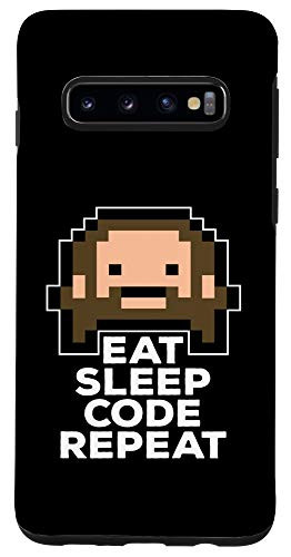 Galaxy S10 Funny Eat Sleep Code Repeat Jesus Pixel Art Gamer Developer Case