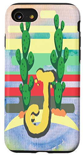 iPhone SE 2020  7  8 Cactus Gradient Watercolor Monogram Letter J Case