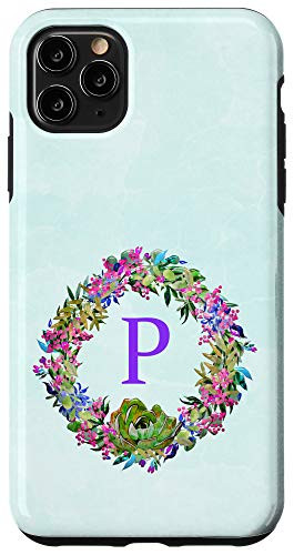 iPhone 11 Pro Max Mint Pink Cactus Phone Case Initial PFloral Cactus Green Case