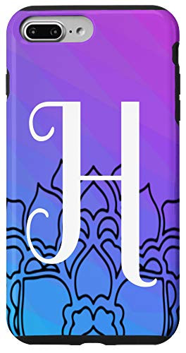iPhone 7 Plus8 Plus Letter H Monogram With Black Mandala Blue Purple Gradient Case