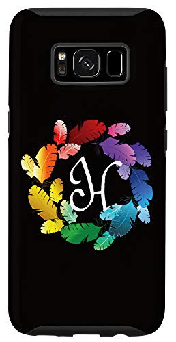 Galaxy S8 Initial H Monogram - Rainbow Parrot Bird Feather Wreath Case