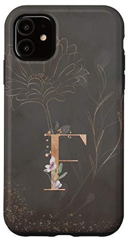iPhone 11 Floral Flower Blossom Leaves Monogram Initial Letter F Case