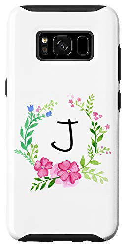 Galaxy S8 Flower Phone Case with Letter JInitial Phone CasesWhite Case