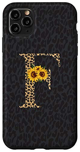 iPhone 11 Pro Max Leopard Cheetah Animal Print Sunflower Letter F Monogram Case