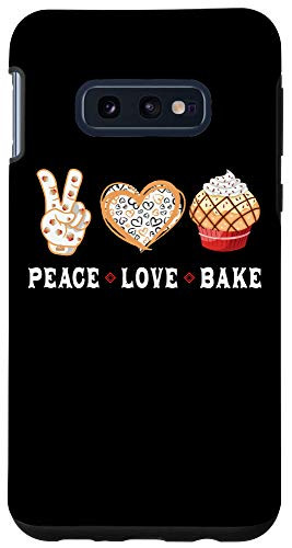 Galaxy S10e Peace Love bake baking cupcake baker gifts men women kids Case