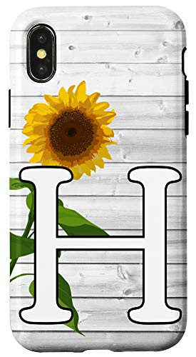 iPhone XXS Sunflower White Letter H Initial Monogram Personalized Gift Case
