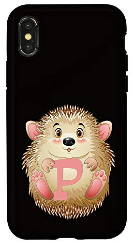 iPhone XXS Initial P Hedgehog Letter Monogram Pink Case