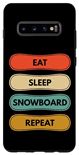 Galaxy S10 Eat Sleep Snowboard Repeat Retro Vintage Case