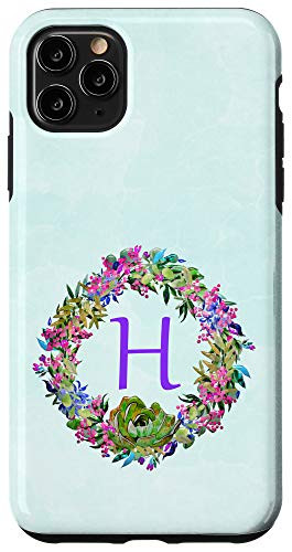 iPhone 11 Pro Max Mint Pink Cactus Phone Case Initial HFloral Cactus Green Case
