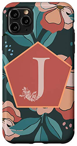iPhone 11 Pro Max Floral Alphabet Letter Gift - First Name with J Flower Case