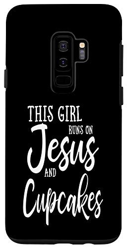 Galaxy S9 Black This Girl Runs On Jesus And Cupcakes Christian Gift Case