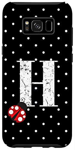 Galaxy S8 Ladybug Black White Polka Dots Monogram Initial Letter H Case
