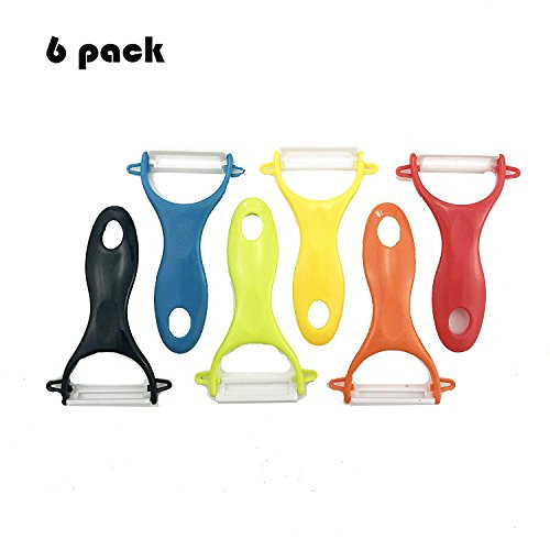 DEEBF 6 Pack Colorful Fruit and Vegetable ceramic Peeler，Potato Y Peeler