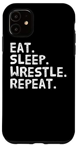 iPhone 11 Eat Sleep Wrestle Repeat Funny Distressed Wrestling Wrestler Case